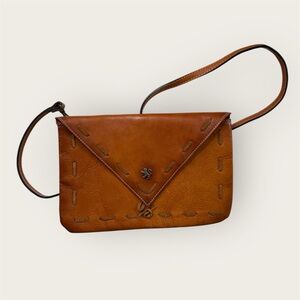 Pratesi Firenze brown Leather crossbody clutch bag made in Italy